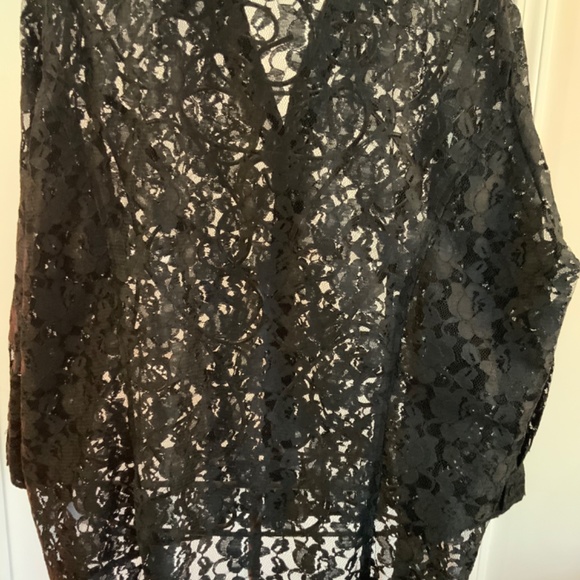 Denim 24/7 Lace Black Button Down Top Plus Size 26 - Picture 6 of 8